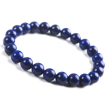 

Unique 8mm Natural Lapis Lazuli Bracelet For Women Femme Charm Stretch Crystal Round Bead Bracelet
