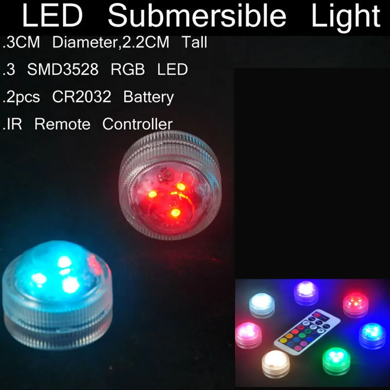 10pcs/Set Wedding Decoration Remote Controlled Waterproof Submersible