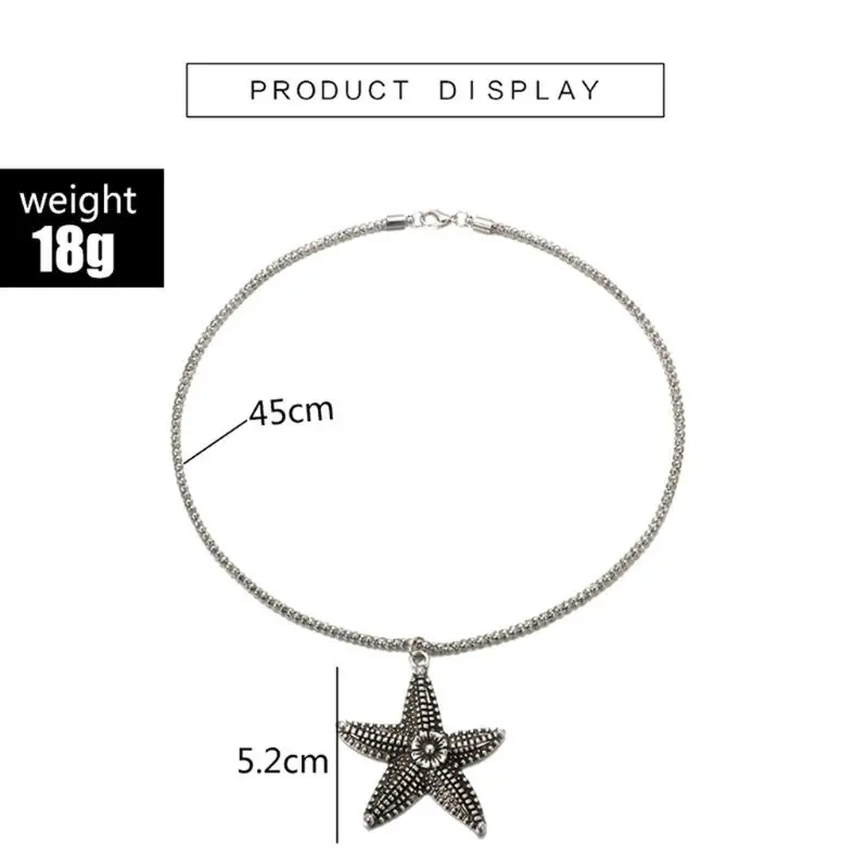 

Bohemia Big Starfish Charm Ring Pendant Necklace For Women Beach Fashion Jewelry W2952001