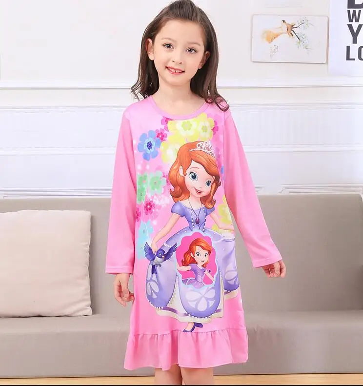 

Girls Nightgown children clothing Knitting cotton long sleeved pajamas dress Cute kids Homewear Nightdress XIN499