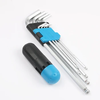 

9pcs 1.5mm - 10mm Hexagon Allen Key Wrench Tools set Durable Reinforced Toughen Metric Ball Ended Hex Key Wrench Set Tool Kit