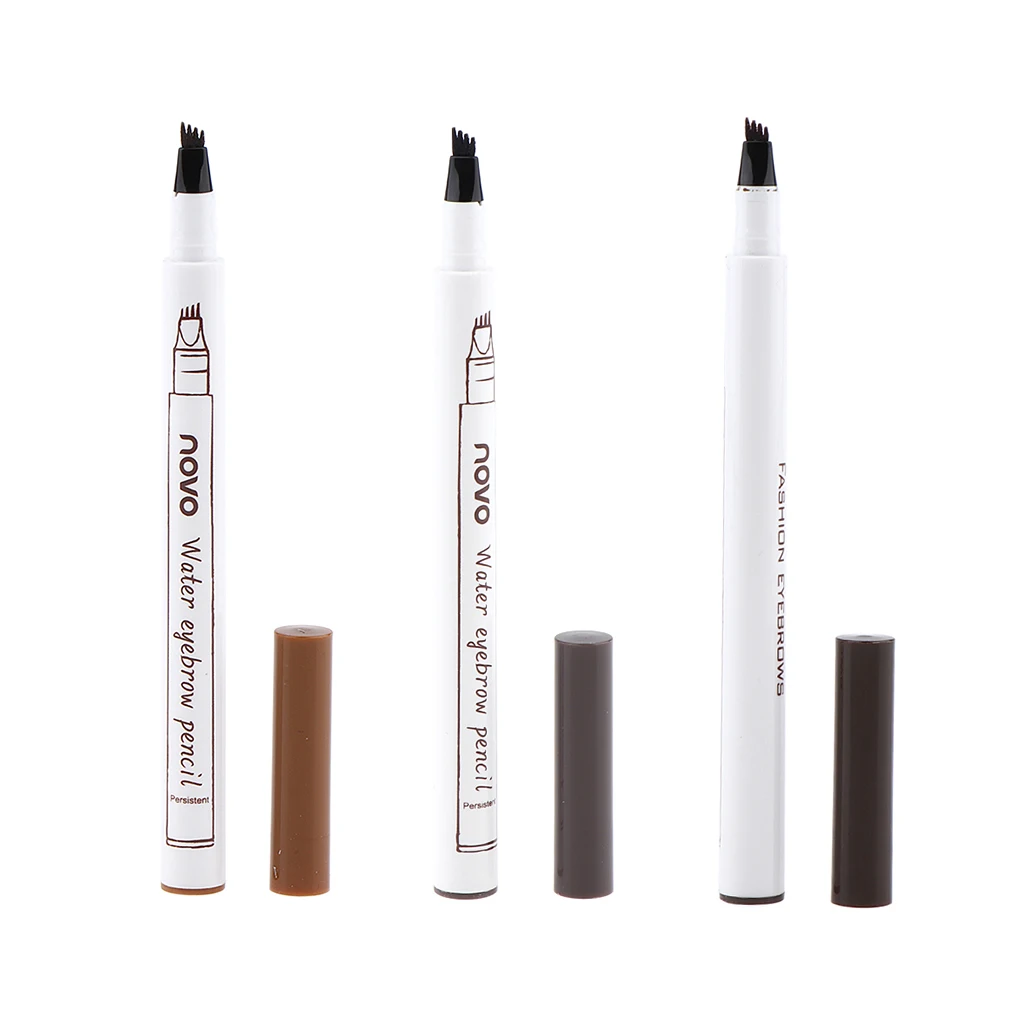 Eyebrow Tattoo Pen - Waterproof Microblading Eyebrow Pencil with Micro-Fork 4 Tip Applicator Creates Natural Looking Eyebrows