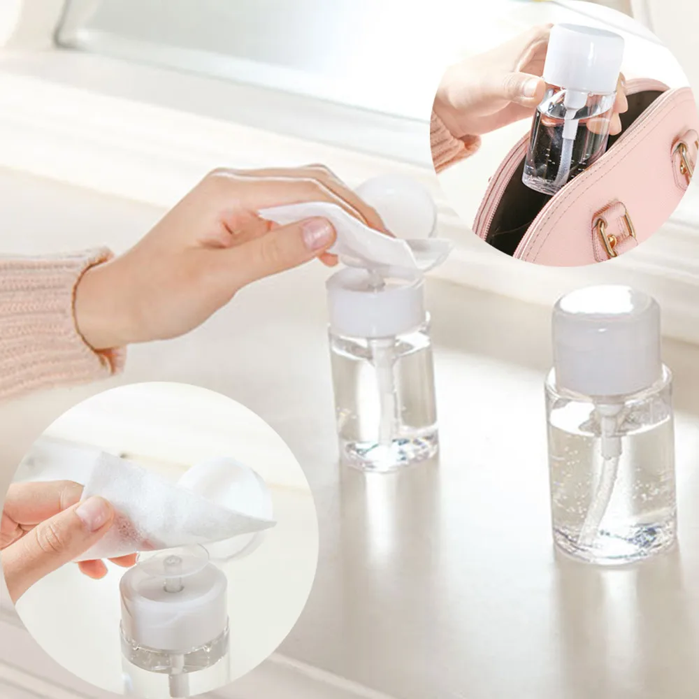 1pc Plastic Pump Dispenser Acetone Polish Makeup Remover Bottle 8.27in