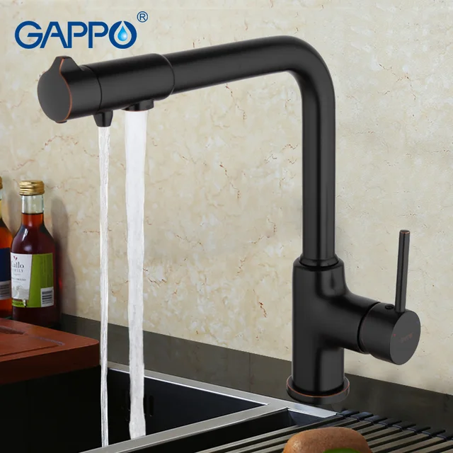 Cheap GAPPO antique black Brass Kitchen Faucet with Water Purifier sink tap 360 Degree Swivel Single Handle torneira cozinha G4390-10