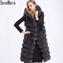 Free Shipping Hot New High Quality Faux Fur Warm Coat 2017 Fashion Winter Women Hooded Sleeveless