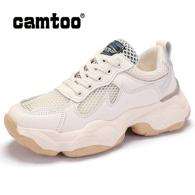 CAMTOO/Модная женская обувь на платформе; кроссовки с дышащей сеткой; коллекция года; летняя повседневная обувь; обувь на массивном каблуке; прогулочная обувь из Вулканизированной Ткани