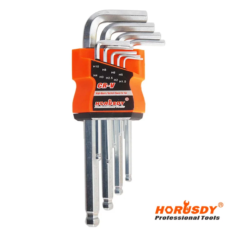 

HORUSDY Durable Reinforced Toughen Metric Ball Ended Hex Allen Key Wrench Set, Spanner Torque Wrench Kit 9Pcs/Set