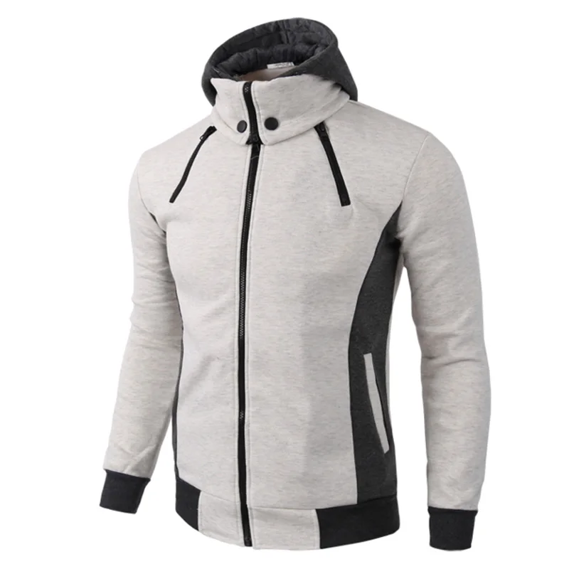 

2017 new Hoodies sweate Tops Men's cotton patchwork Two layer zipper Hoodie Sweatshirt men Fake two pieces Hoody size XS-3XXL