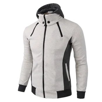 

2017 new Hoodies sweat Tops Men's cotton patchwork Two layer zipper Hoodie Sweatshirt men Fake two pieces Hoody size XS-3XXL