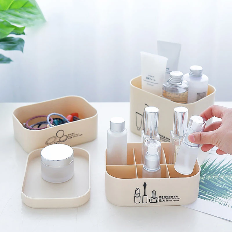 Cute Office Storage Box With Lid Girl Skin Care Key Pen Makeup Cosmetic Lipstick Sundries Container Desktop Articles Organizer