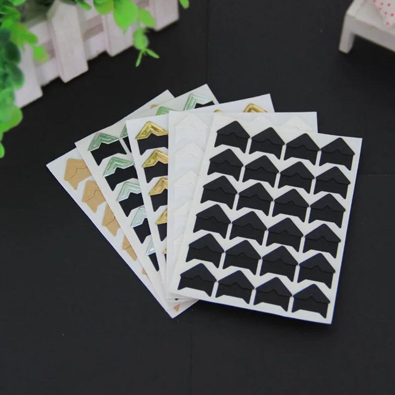 

5 sheets corner with retro Kraft paper Photo Corner Photo Album corner 120 pcs Angle Diy Handmade scrapbook Decoration Sticker
