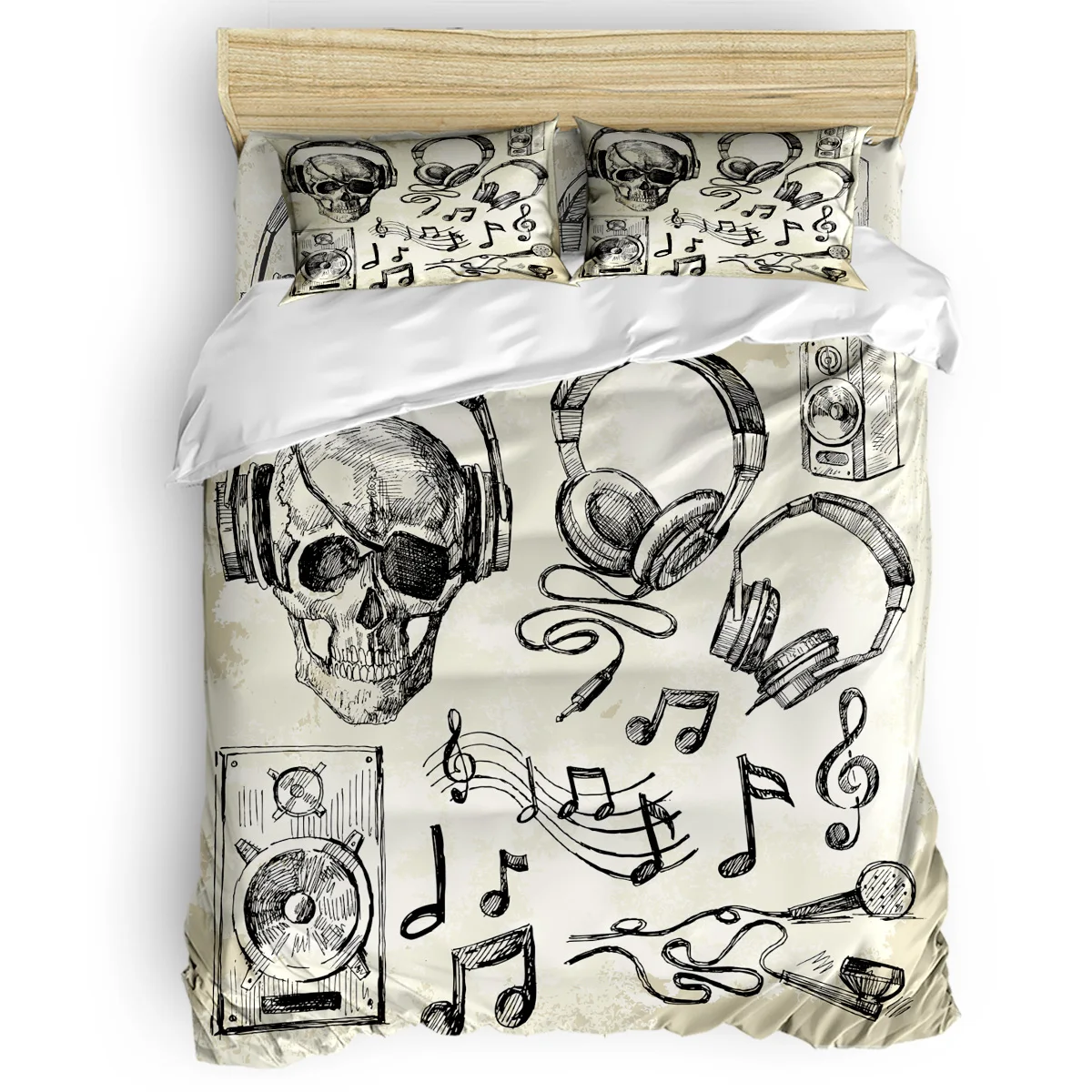 Music Gimmick 4 Piece Bedding Sets Quilt Cover St. Patrick's Day Quilted Duvet Set Machine Washable Veterans Child | Дом и сад