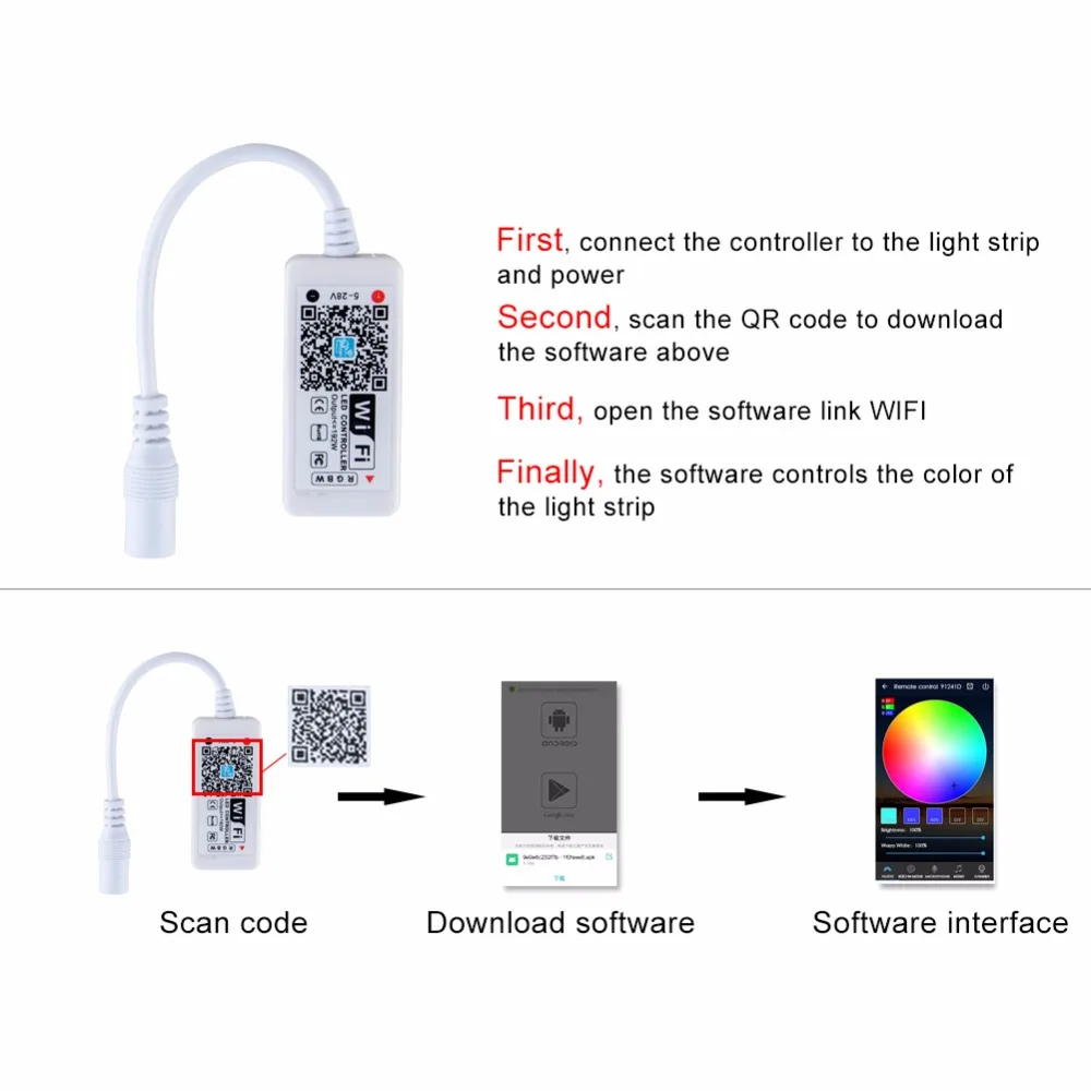 Цветная(RGB) Bluetooth контроллер Wi-Fi 5 V-24 V RGBW Светодиодные ленты светильник Диммер распространяется на iOS и Android смартфон 5050 2835 RGB ленты лампы