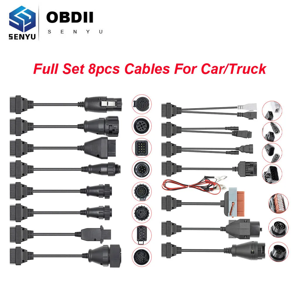 Full Set 8 Cables for Truck Car Automotivo For Scania For BMW OBD OBD2 Scanner Car Diagnostic Auto Tool 8pcs Full Set Cables