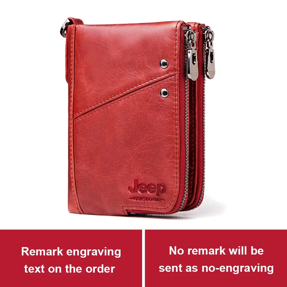 Free Engraving Cowhide Genuine Leather Wallet Men Coin Purse Small Mini Card Holder Vintage PORTFOLIO Portomonee Male Chain - Color: red