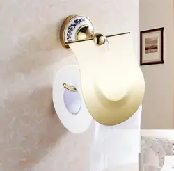 2016 Аксессуары для ванной комнаты Роскошный золотой отделкой творческие керамика держатель рулона туалетной Бумага держатель, отделка