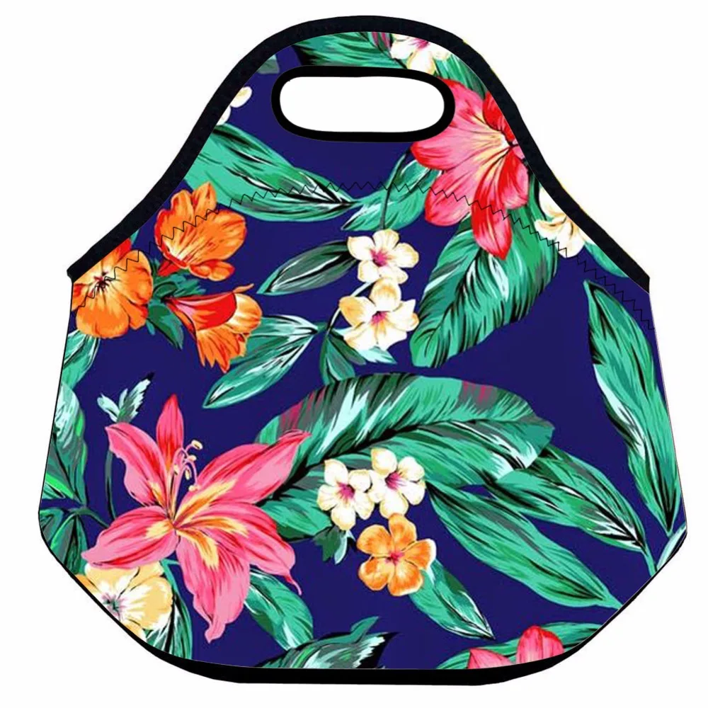 Flower Insulated Lunch Bag for Women and Kids,Neoprene Thermal Lunch