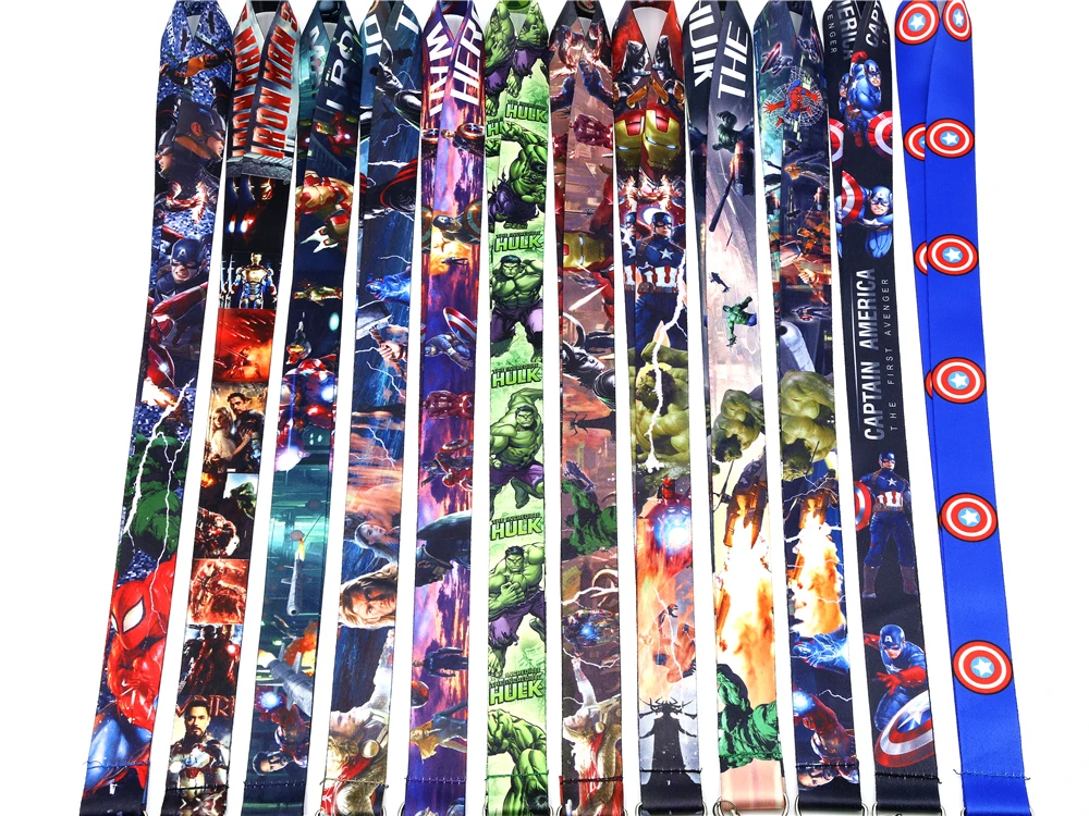

50 PCS Anime Keychain Avengers Super Hero Premium Lanyard id badge holder keychain straps for mobile phone Free Shipping