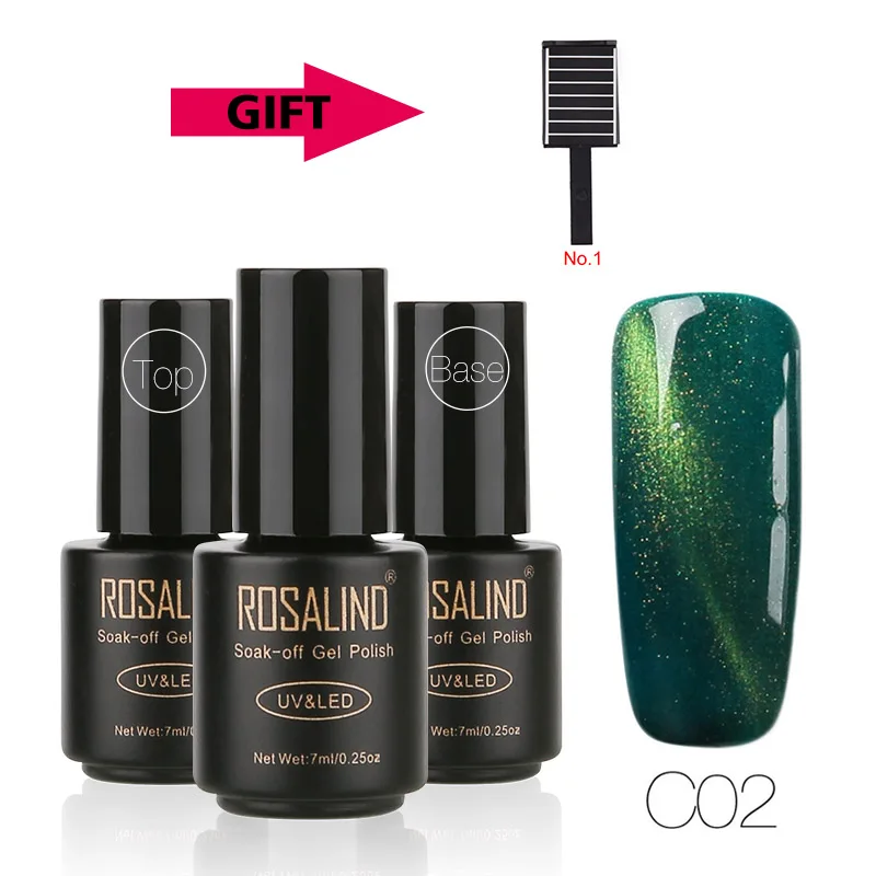 

ROSALIND Buy 3 Get 1 Gift Cat Eye Series Gel Polish Semi Permanent UV Nail Polish Nail Soak Off Lacquer Kits Nail Varnish Set