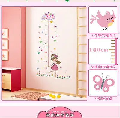 

Newest Arrivals faroot Lovely lucky child kids home Room Decor Girls Umbrella Height Chart Wall Sticker Art Vinyl Wall Stickers