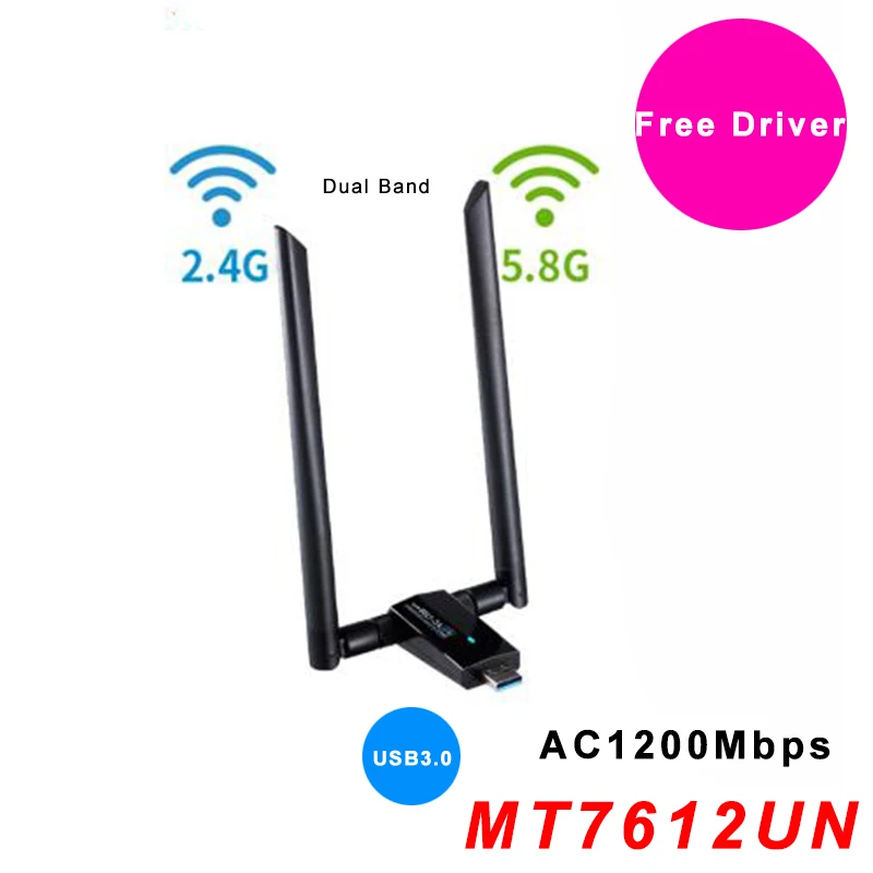 Wifi сетевая карта AC1200Mbps USB3.0 беспроводная WiFi антенна адаптер MT7612U IEEE 802.11AC Wifi ключ приемник передатчик