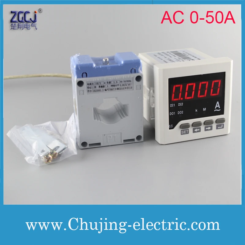 Истинное значение RMS AC 0-50A цифровой амперметр переменного тока с 1 реле сигнала тревоги выход цифровой измеритель тока с трансформатором тока