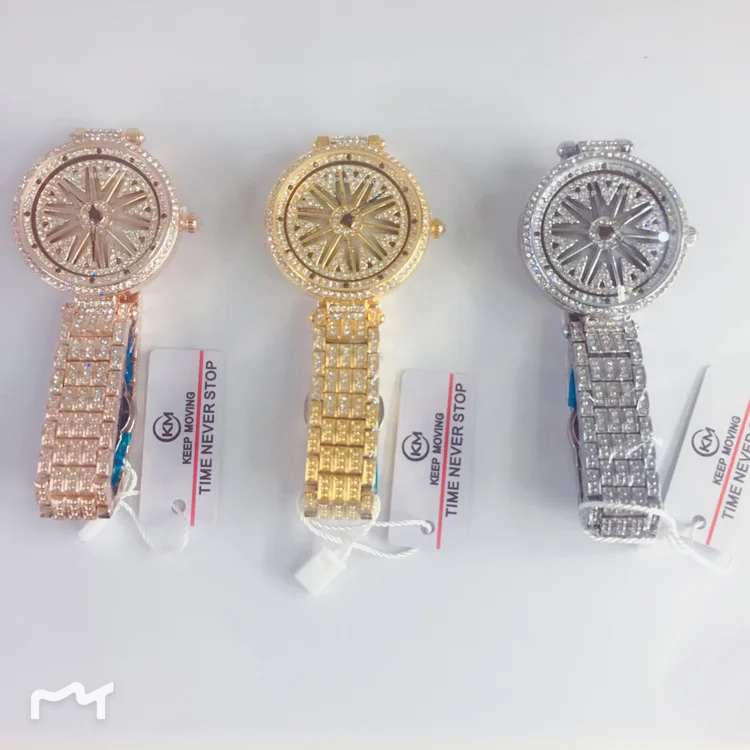 Роскошная марка, Женская сталь часы Женское платье модные кварцевые часы женские вращающиеся наручные часы relogio feminino