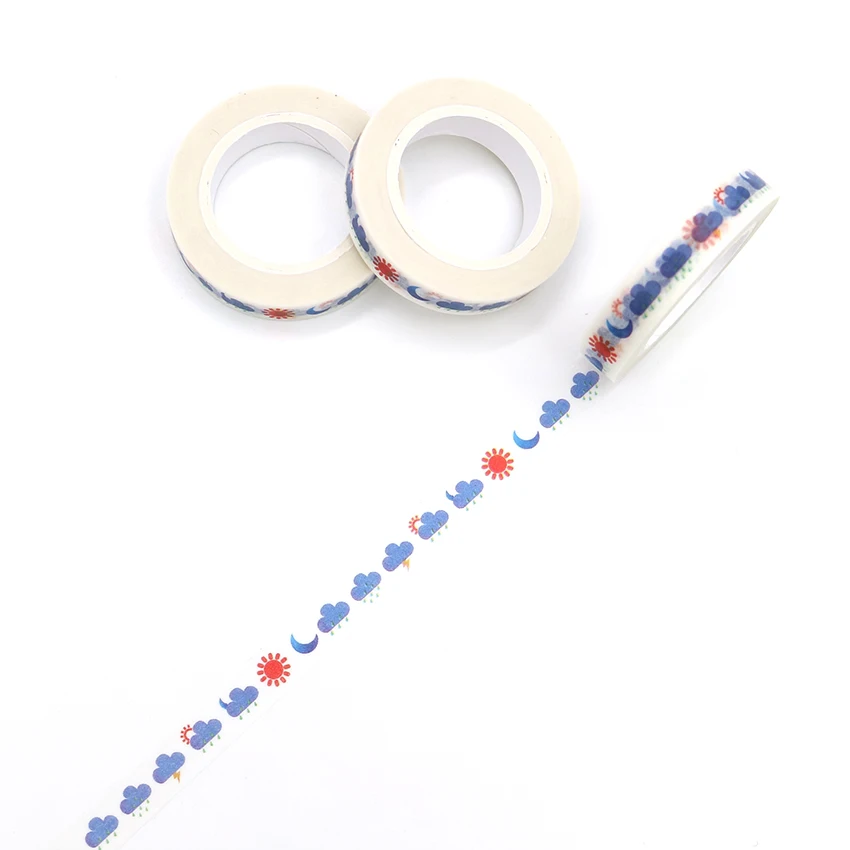 

10m*8mm Creative Weather Washi Tape High Sticky Masking Tape Office Supply Hand Tear Adhesive Paper Tape DIY Book Diary
