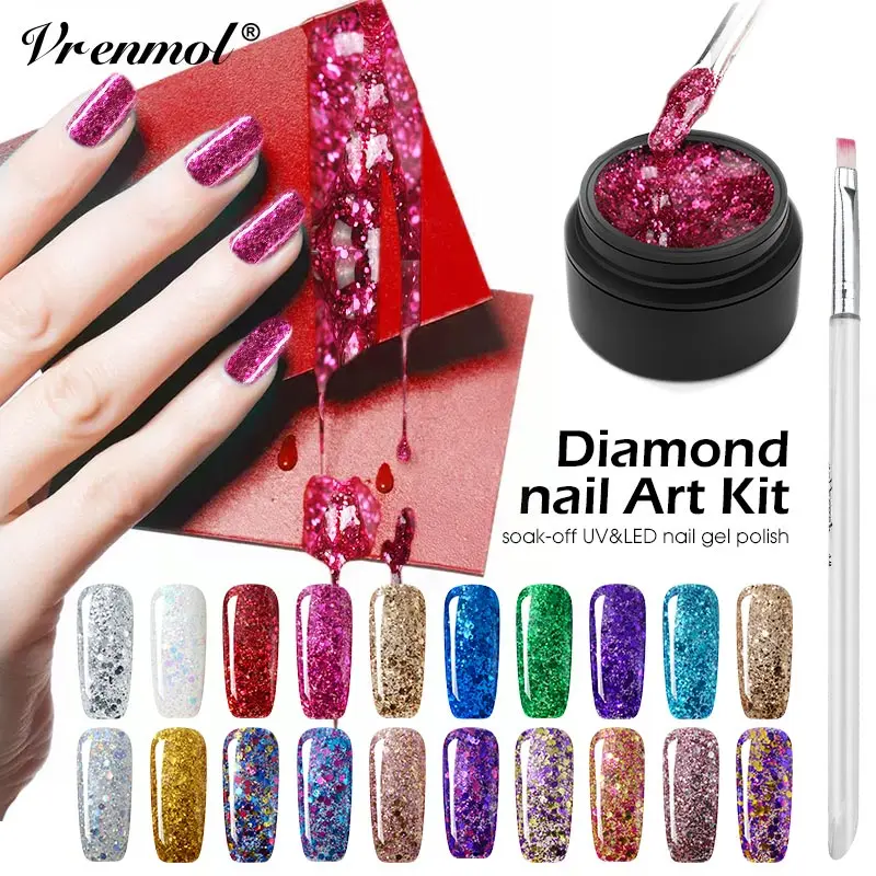 

Vrenmol Jelly Poly Gel 20 Glitter 3D Diamond Nail Art Kit UV Gel Manicure Hybrid Nails Nail Tip Crystal Gum
