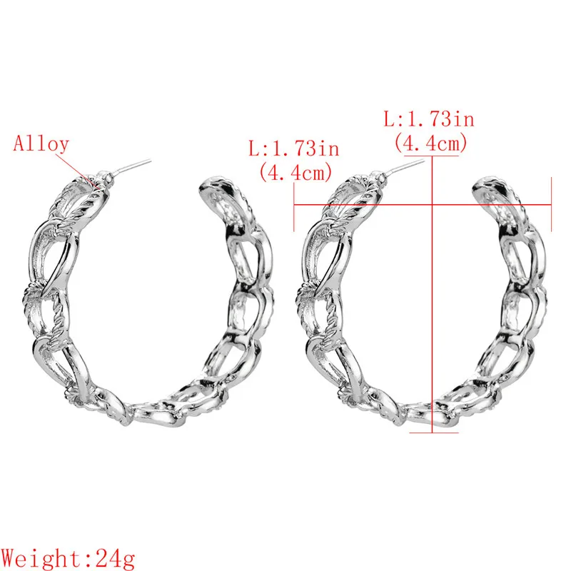 Преувеличенные звенья цепи серьги для женщин креативные полые металлические ювелирные серьги оптом Brinco