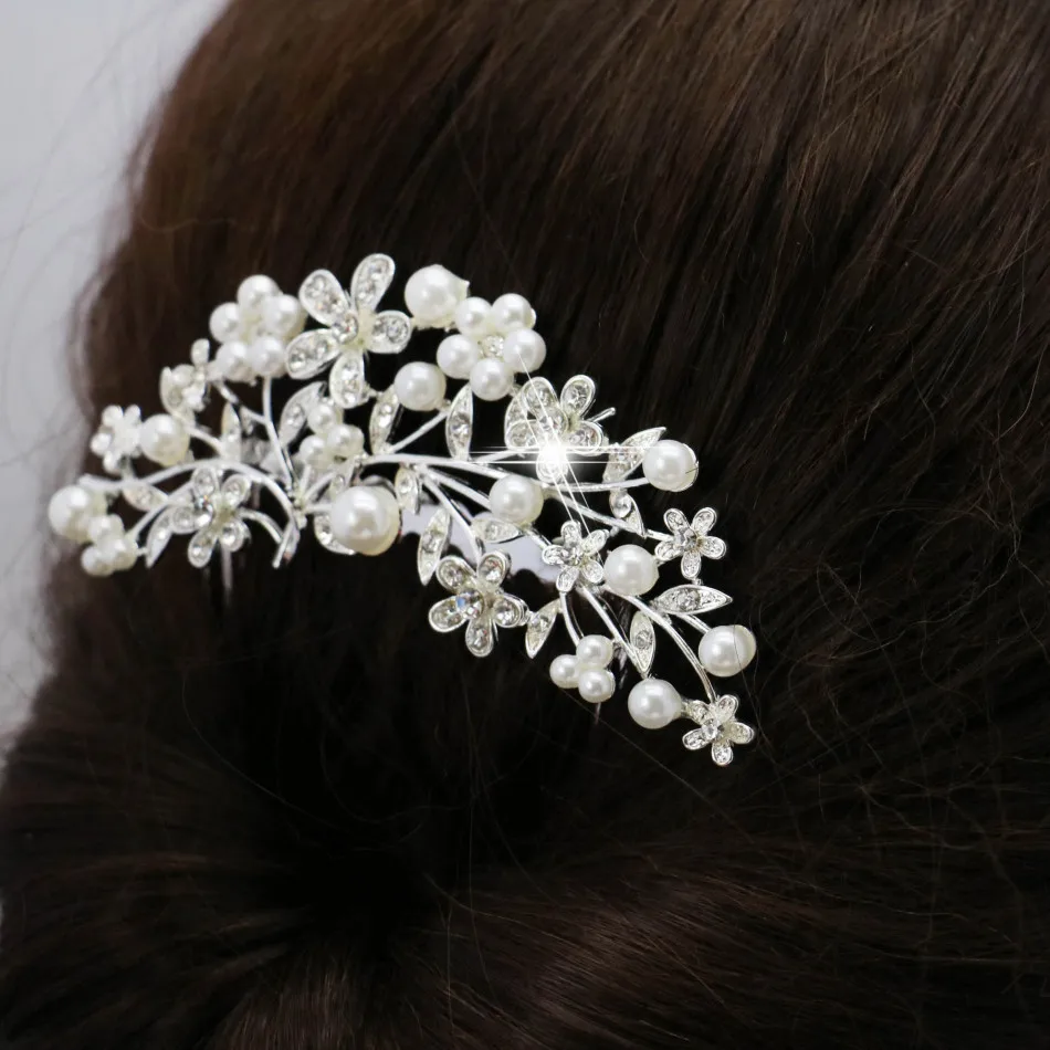 Beautiful Bride Flower Hairpin Leaves Hair Comb Elegant Hair Clips