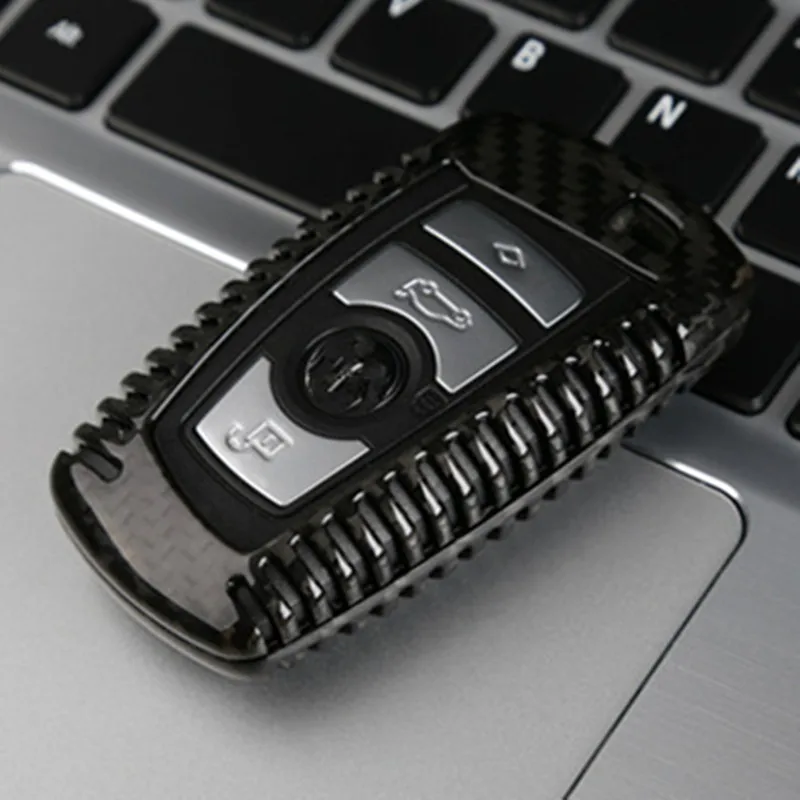 2017 New 100% Genuine Carbon Fiber Car Auto Remote Key Case Cover fob Holder Skin Shell for BMW X5 X6 F15 F16 1 3 5 7 Series X3 X4 Car Styling (3)