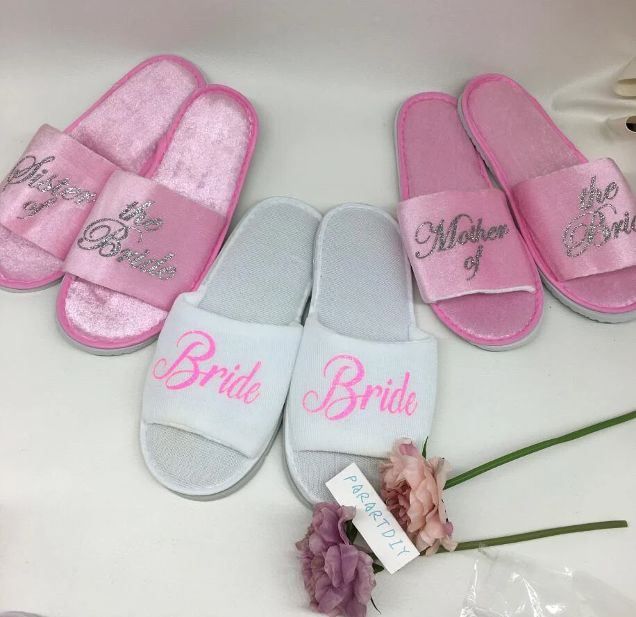 pink bridesmaid slippers