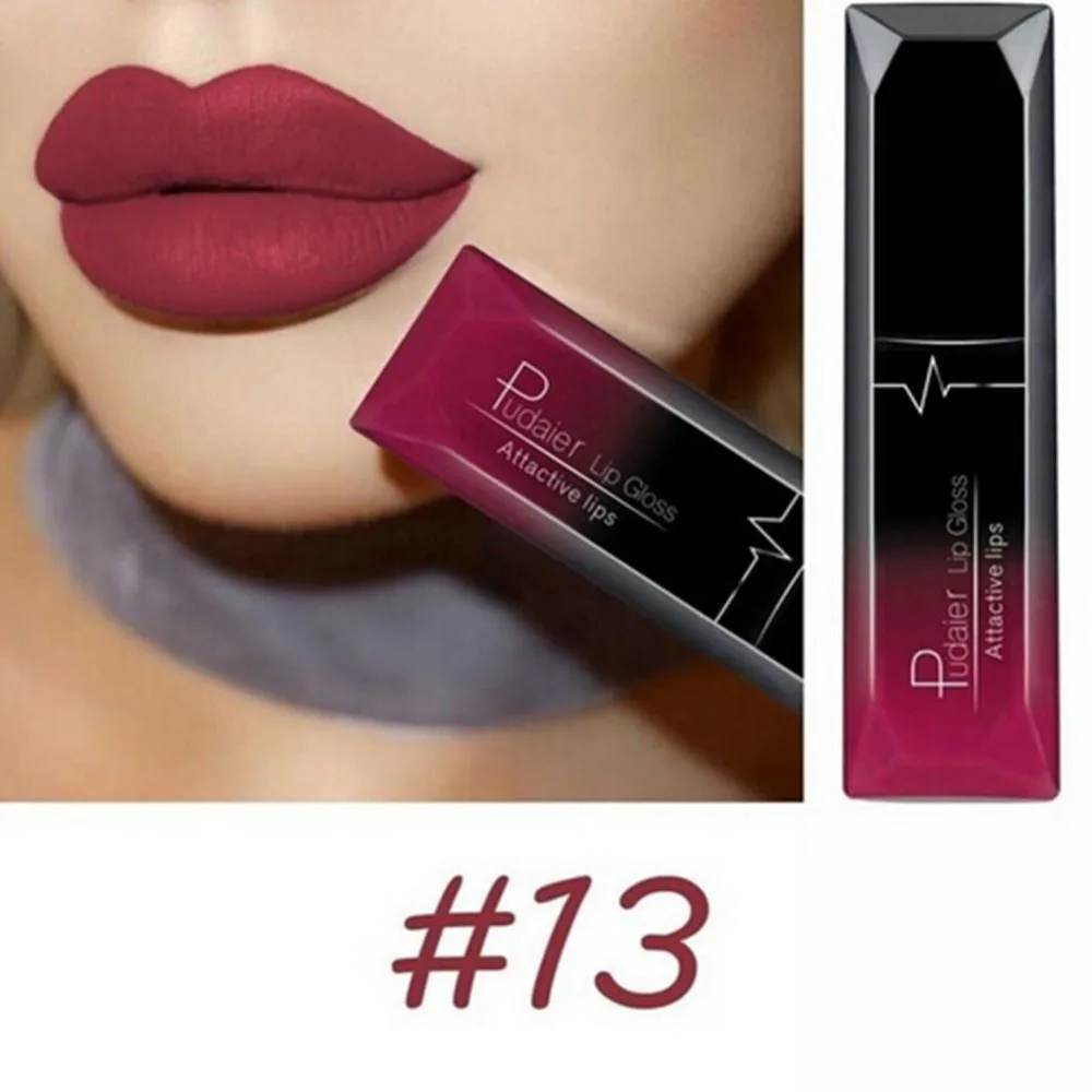 

Pudaier Nude Waterproof Matte Lipstick Velvet Glossy Lip Gloss Lip Balm Sexy Red Lip Tint Women Fashion Makeup Lipgloss