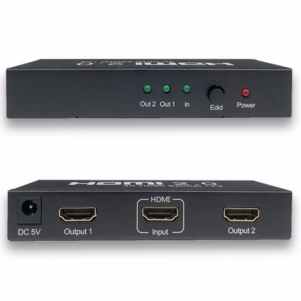 EMK 2.0 HDMI 1x2 Port Splitter Divisor 1 in 2 out Support 3D Ultra HD 4Kx2K 60Hz New