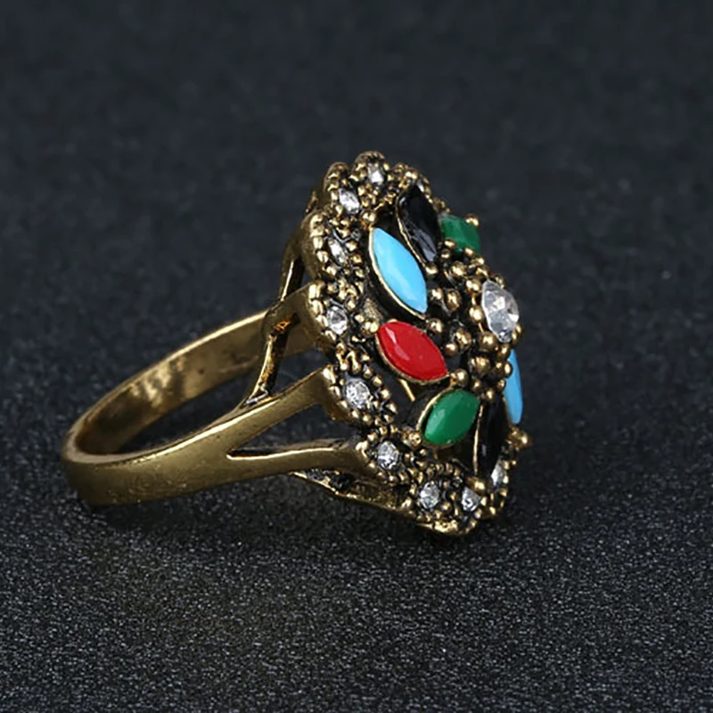 Fashion-Jewelry-Ring-Gold-Color-Vintage-Style-Colorful-Resin-Austrian-Crystals-Round-Windmill-Shape-Rings-For (5)