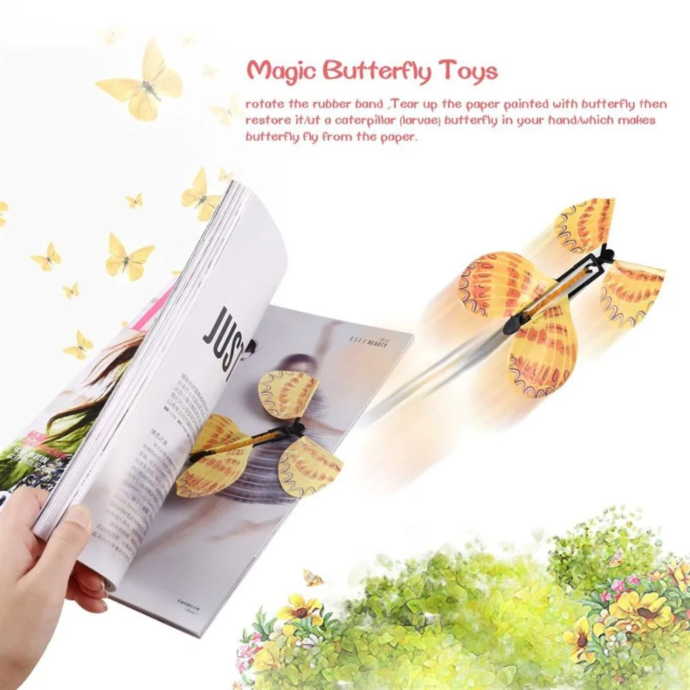 Flying Butterfly Classic Wind Up Butterfly Close Up Magic Set of Fun Toy or Romatic Wedding (2)