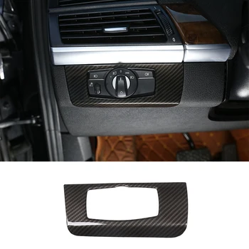 

Carbon Fiber ABS Chrome Headlight Switch Decorative Frame Trim For BMW X5 X6 E70 E71 2008-2013 Car Accessories