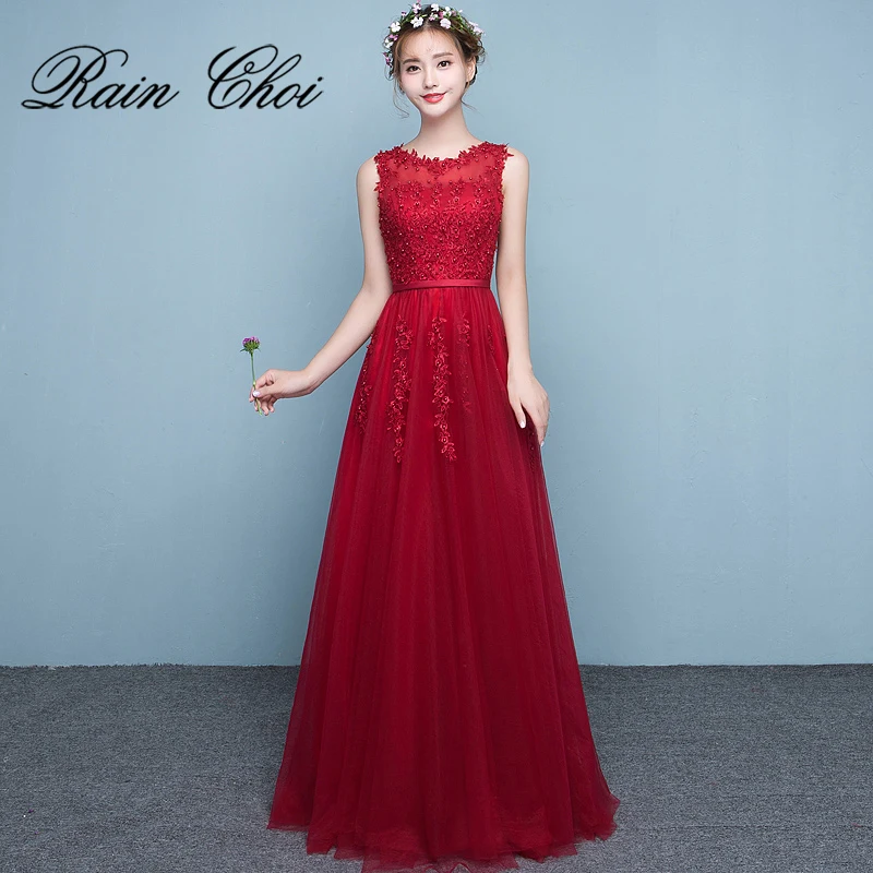 

Prom Dresses O-Neck Evening Party Dress A-Line Vestido De Festa Long Prom Gown