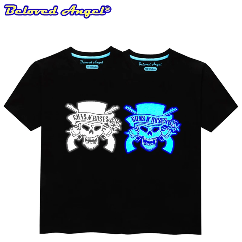 

Funny Fluorescent T Shirt Boys Girls Batman 3D Pattern Luminous In Night Short Sleeved Teens Tee Shirts Glow In Dark Black Tops