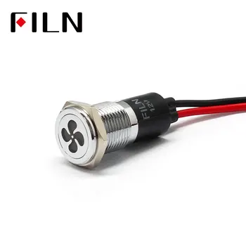

FILN 14mm Car dashboard fan symbol led red yellow white blue green 12v led indicator light with 20cm cable