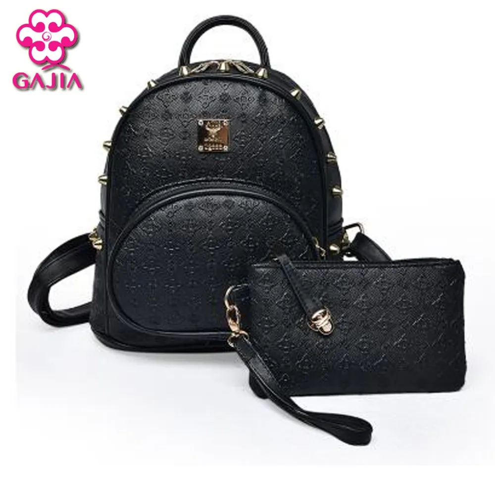 Hot Selling Fashion Japan And Korean Style Travel Women Backpack High Quality PU Rivet Leisure Shoulders