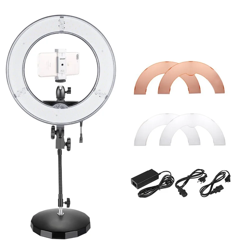 

Neewer 14-inch Outer Dimmable SMD LED Ring Light with Flexible Tube Arm, Weighted Metal Base, Ball Head, Smartphone Holder