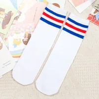 Kids Knee High Socks For Girls Boys Football Stripes Cotton Sports Old School White Socks Skate Children Baby Long Tube Leg Warm 5