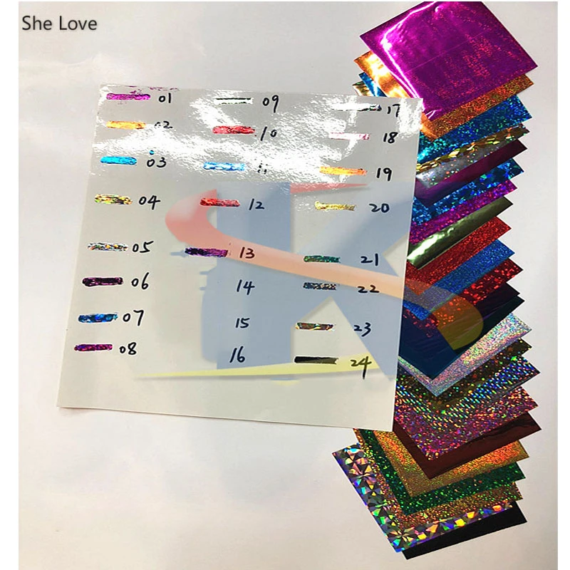 Chzimade 48pcs/lot 24 Colors Hot Laser Foil Stamping Paper 8x8cm Heat