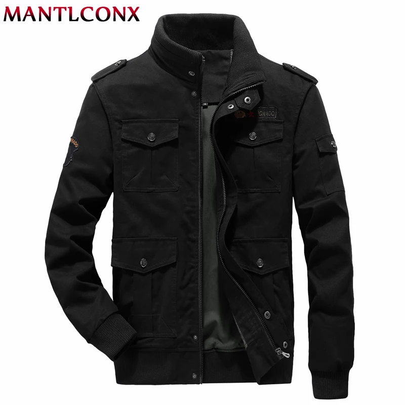 

MANTLCONX 2019 Military Jacket Men Spring Jacket Coat Pilot Jackets Male Casual Multi Pocket Cargo Jacket Men Size 4XL 5XL 6XL