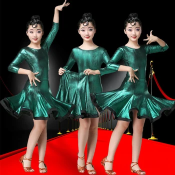 

New spring and summer Latin dance clothes children and girls children long-sleeved girls professional competition