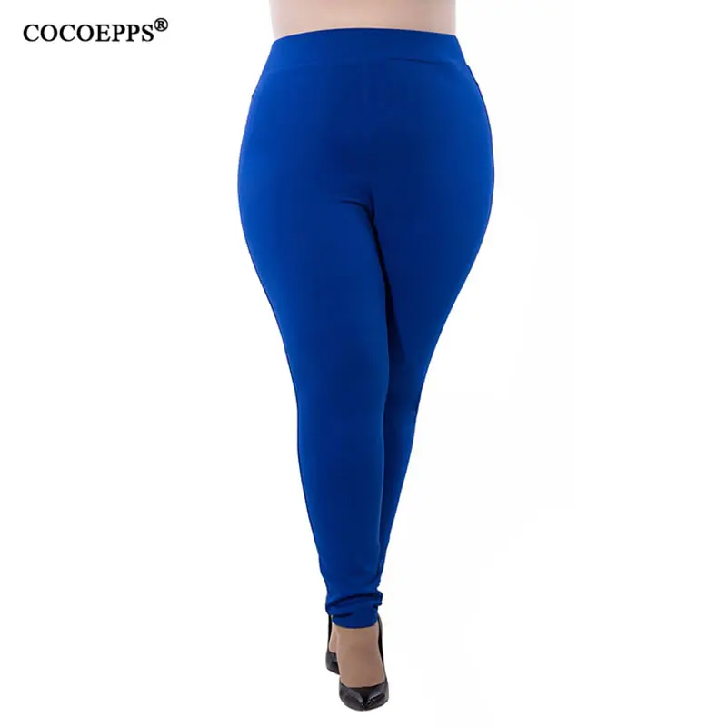 COCOEPPS Летние повседневные женские брюки размера плюс, новинка, большие размеры, одноцветные шаровары, узкие брюки с высокой талией, 4 цвета, длинные штаны 5XL 6XL - Цвет: 05