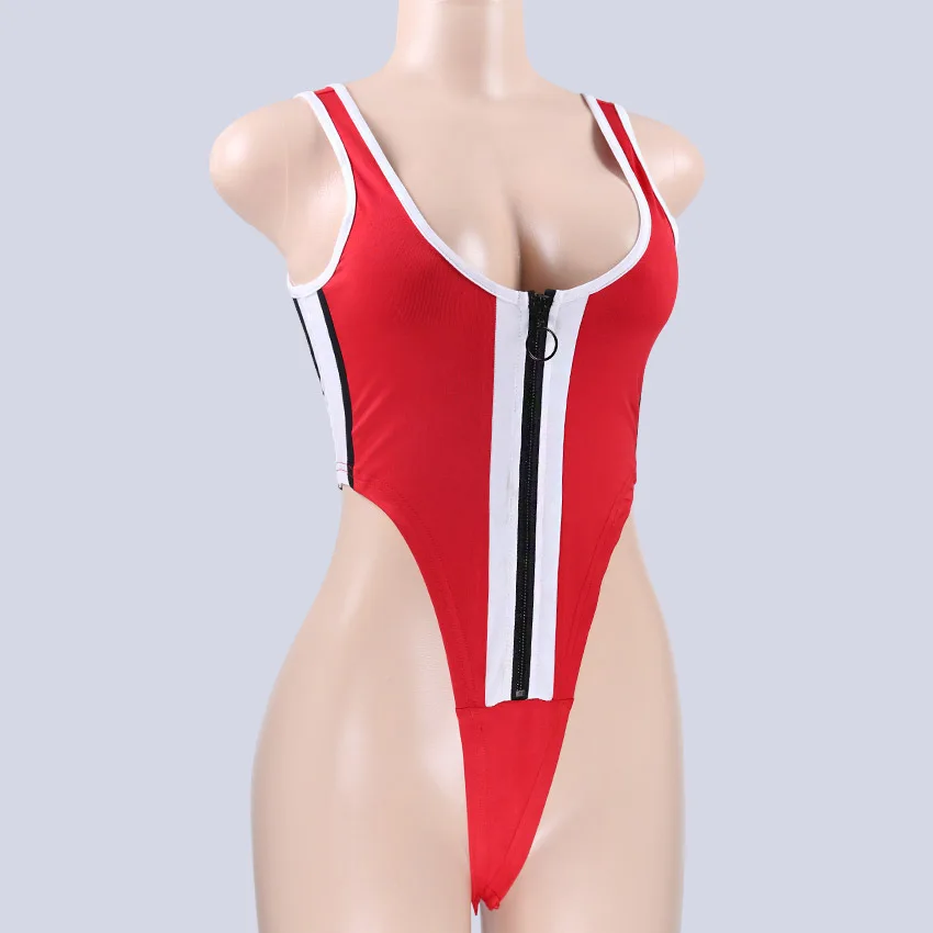 Women High-Crossing Bottoming-Shirt Thong one-piece suits push up swimsuit female Zipper deep v swimwear 2018 sexy bodysuit