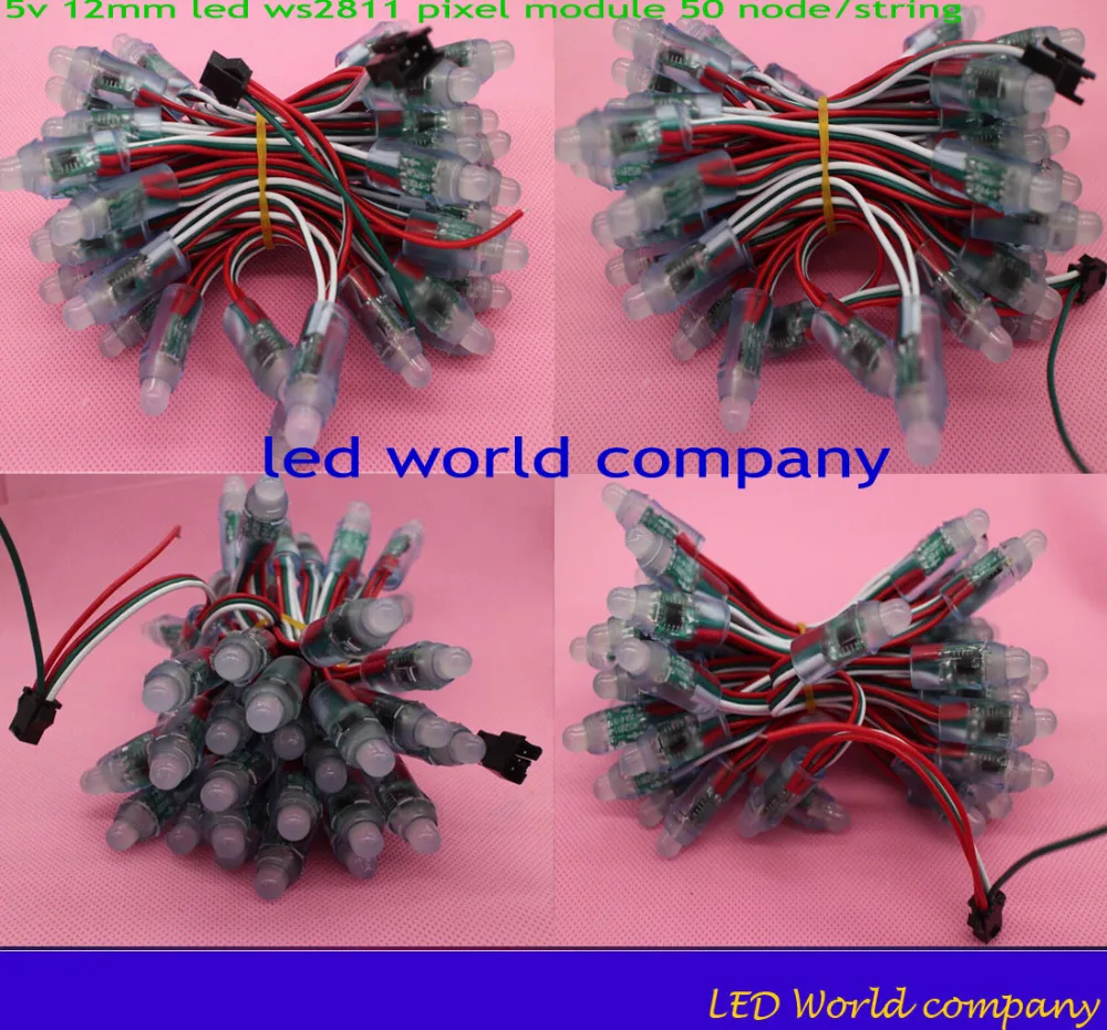 

free shippings 12mm WS2811 IC Full Color Pixel LED Module Light DC 5V input IP68 waterproof RGB color Digital LED Pixel Light